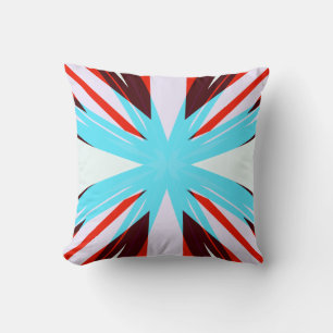 Red Brown Blue White Modern Contemporary Star Cushion