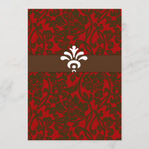 Red & Brown Brocade Bridal Shower Invitation