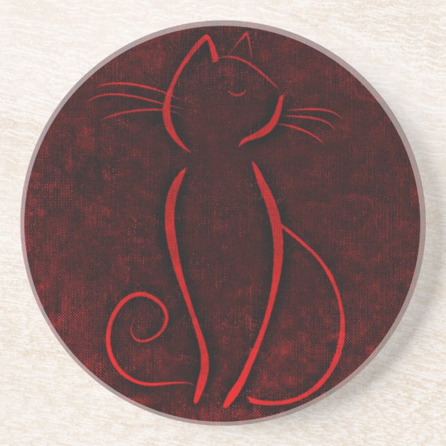 Red Brown Cat | Zazzle_Growshop. Coaster (Front)