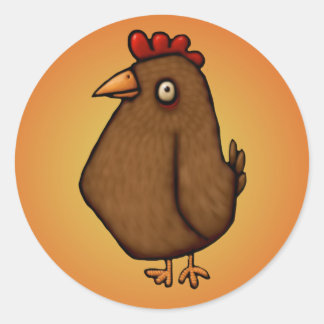 Red Brown Chicken Standing Tall Classic Round Sticker