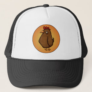 Red Brown Chicken Standing Tall Trucker Hat