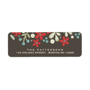 Red   Brown Christmas Poinsettia Address Label