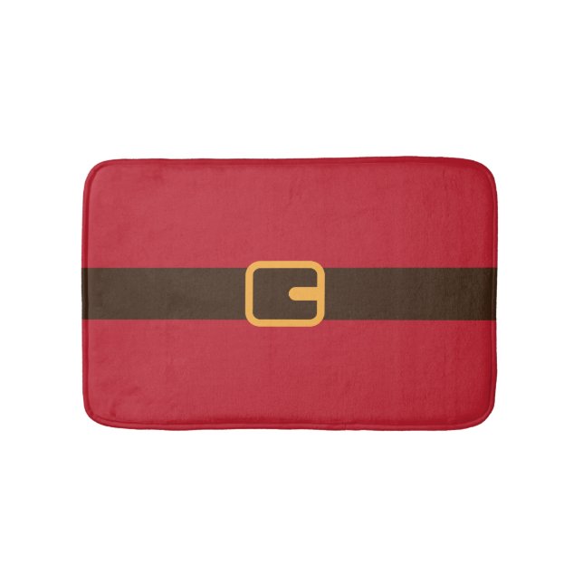 Red Brown Christmas Santa Belt Bath Mat (Front)