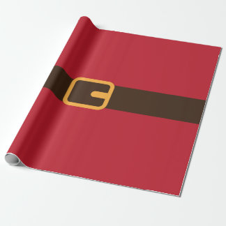 Red Brown Christmas Santa Belt Wrapping Paper