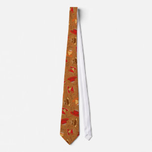 Red & Brown Coffee Cup Pattern Man's Neck Tie