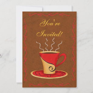 Red & Brown Customised Coffee Cup Event Invitation