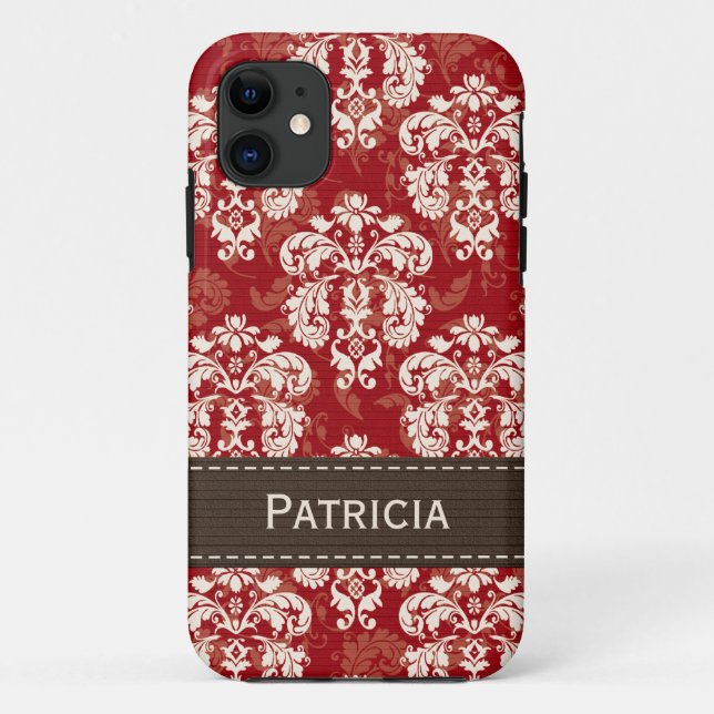 Red Brown Damask Case-Mate iPhone Case (Back)