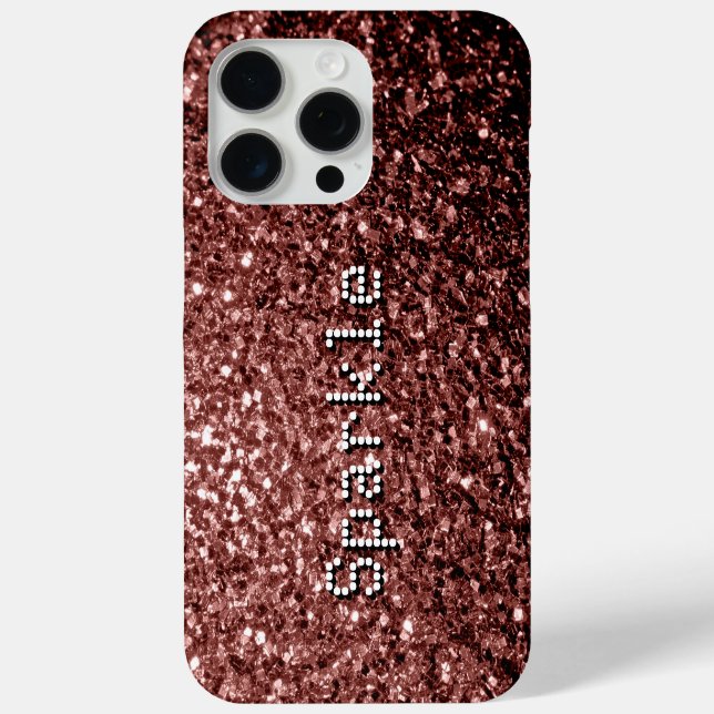Red brown faux glitters sparkles Your text Case-Mate iPhone Case (Back)