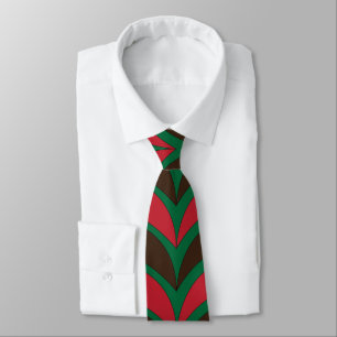 Red Brown Green Abstract Geometric Pattern Tie