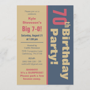 Red, Brown, & Grey 70th Birthday Party Invitation