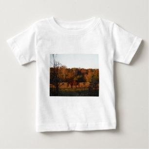 Red  Brown horse, autumn woods. Baby T-Shirt