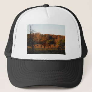Red Brown horse, autumn woods. Trucker Hat