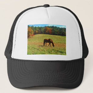 Red Brown horse in the  autumn trees Trucker Hat