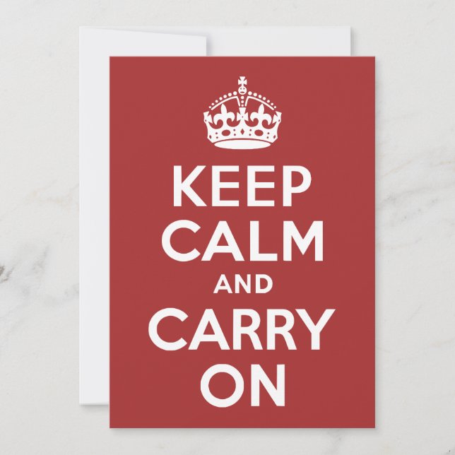 Red Brown Keep Calm and Carry On (Front)