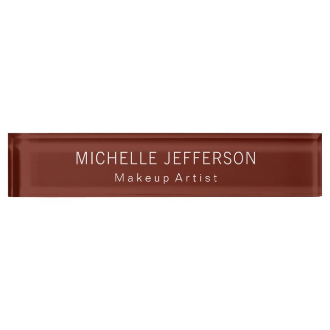 Red Brown Makeup Artist Unique Business Nameplate (Front)
