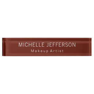 Red Brown Makeup Artist Unique Business Nameplate