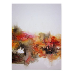 Red Brown Orange White Modern Abstract Art Canvas Poster