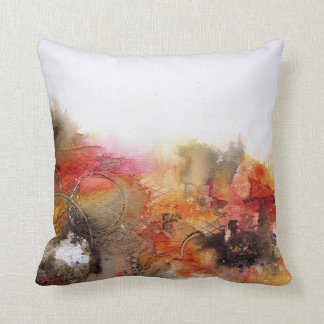 Red Brown Orange White Modern Abstract Art Cushion