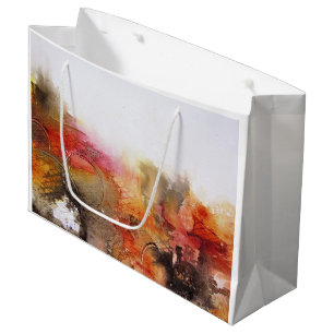 Red Brown Orange White Modern Abstract Art Large Gift Bag