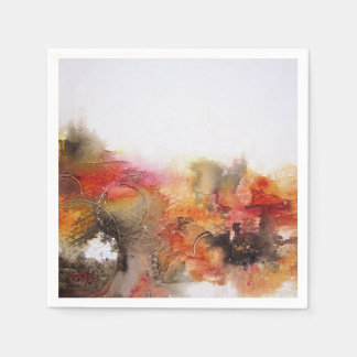 Red Brown Orange White Modern Abstract Art Napkin