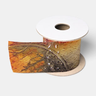 Red Brown Orange White Modern Abstract Art Satin Ribbon