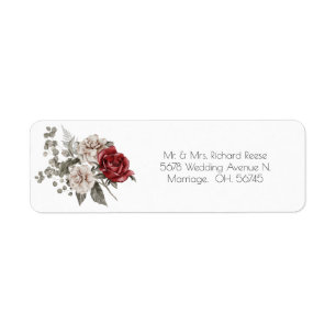 Red Brown Roses Watercolor Elegant Wedding