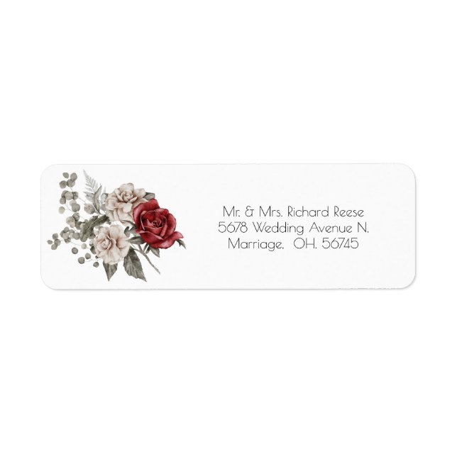 Red Brown Roses Watercolor Elegant Wedding (Front)