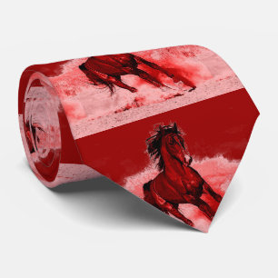 Red Brown Running Horse Tie