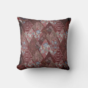 Red, brown, rustic, rustic pattern, fashion, folk cushion