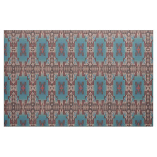 Red Brown Teal Blue Green Eclectic Ethnic Look Fabric