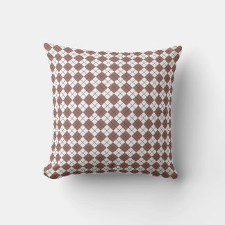 Red Brown Terracotta and White Chequered Argyle Cushion