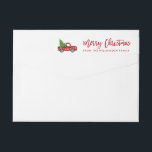 Red Brush Script Vintage Truck Christmas Tree Wrap Around Label<br><div class="desc">Brush Script Watercolor Vintage Red Truck with Christmas Tree - Merry Christmas - Envelope Wraparound Label</div>
