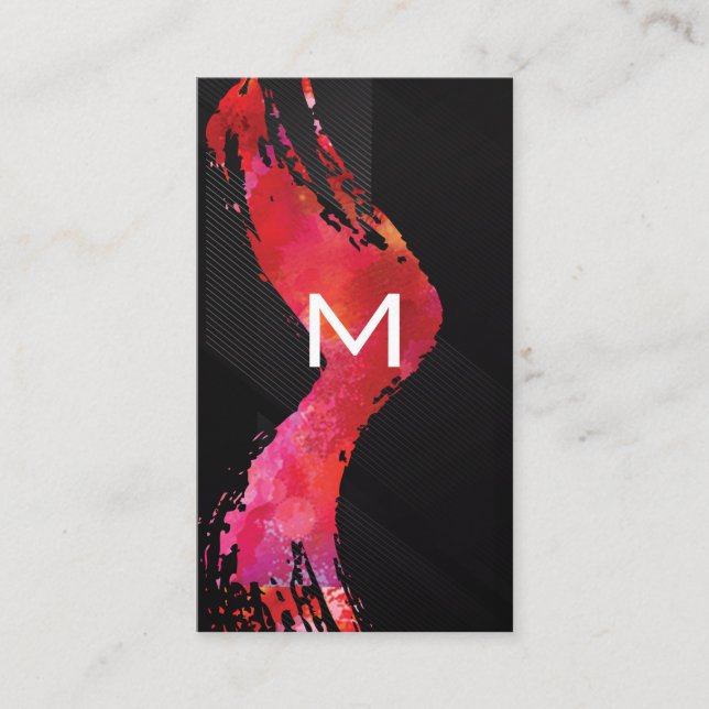 Red Brushed | Monogram Business Card (Front)