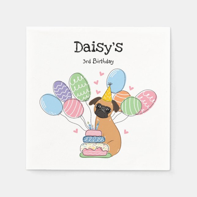 Red Brussels Griffon Birthday Paper Napkin (Front)