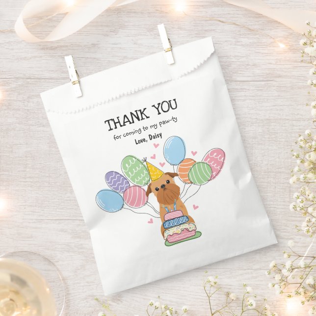 Red Brussels Griffon Birthday Party Favour Bags (Clipped)