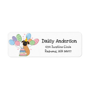 Red Brussels Griffon Birthday Return Address Label