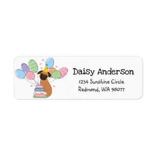 Red Brussels Griffon Birthday Return Address Label