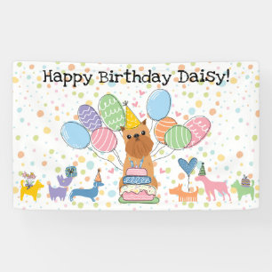 Red Brussels Griffon Cropped Ears Birthday Party Banner