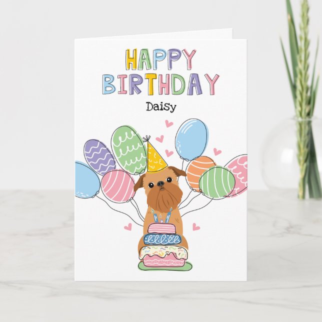 Red Brussels Griffon Dog Birthday Card (Front)