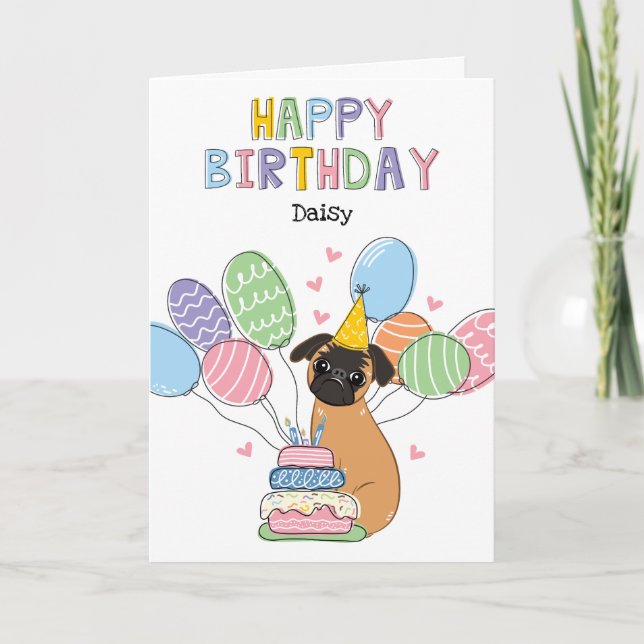 Red Brussels Griffon Dog Birthday Card (Front)