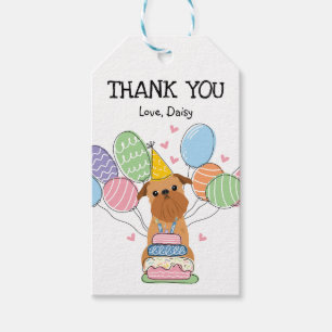 Red Brussels Griffon Dog Birthday Favour Gift Tags
