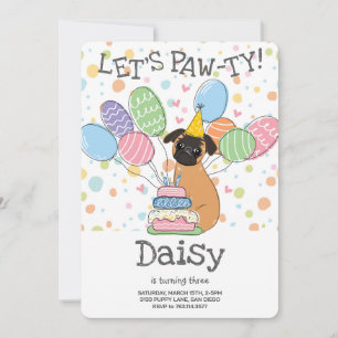 Red Brussels Griffon Dog Birthday Party Invitation