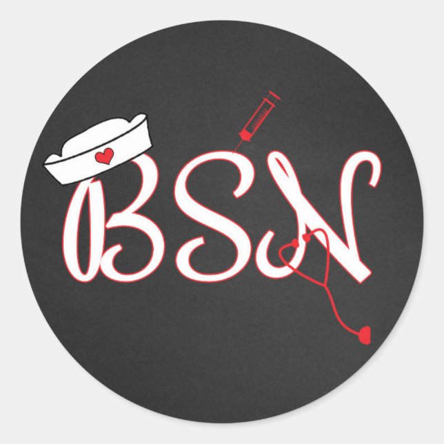 Red BSN nurse favour sticker / envelope seal (Front)