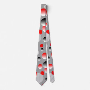 RED BUBBLE GREY ABSTRACT BUBBLE PATTERN TIE