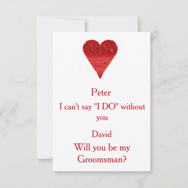 Red Bubble Heart Will You Be My Groomsman? Invitation (Front)