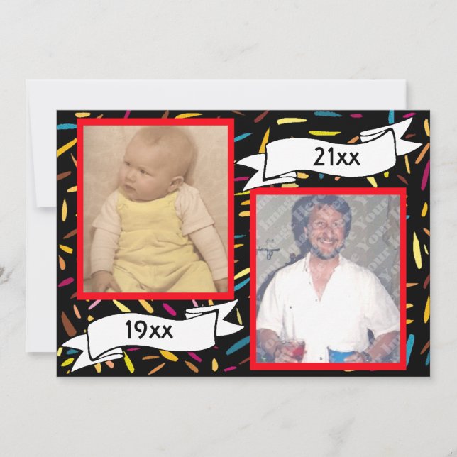 Red Bubble Letter 50th Birthday Celebration Invitation (Front)