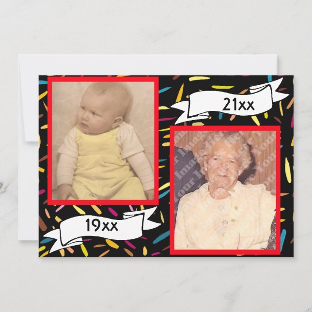 Red Bubble Letter 80th Birthday Celebration Invitation (Front)