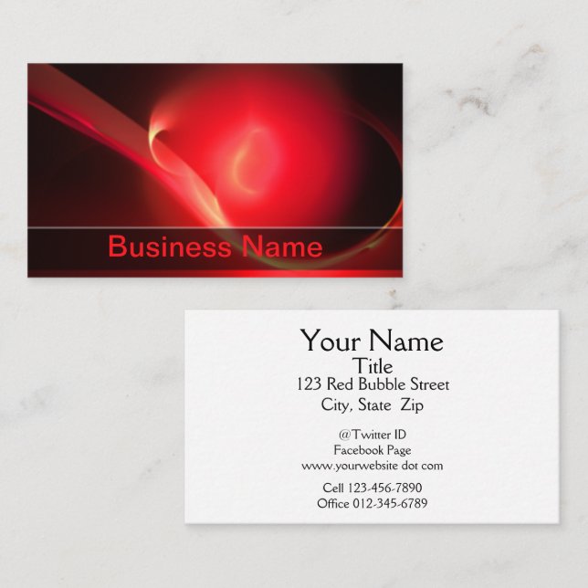 Red Bubble Swoosh Business Card (Front/Back)