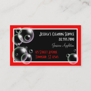 Red Bubbles Cleaning Service Business Cards