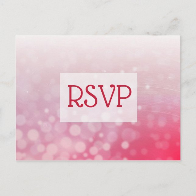 Red Bubbles Faded Gradient Wedding RSVP Postcards (Front)